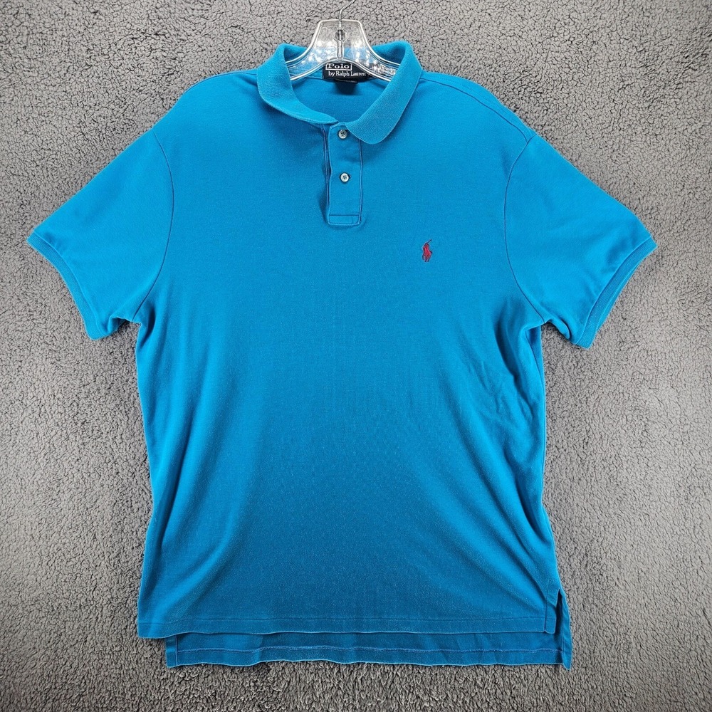 Polo Ralph Lauren Mens XL Blue Custom Fit Short Sleeve Pony Logo Polo Shirt
